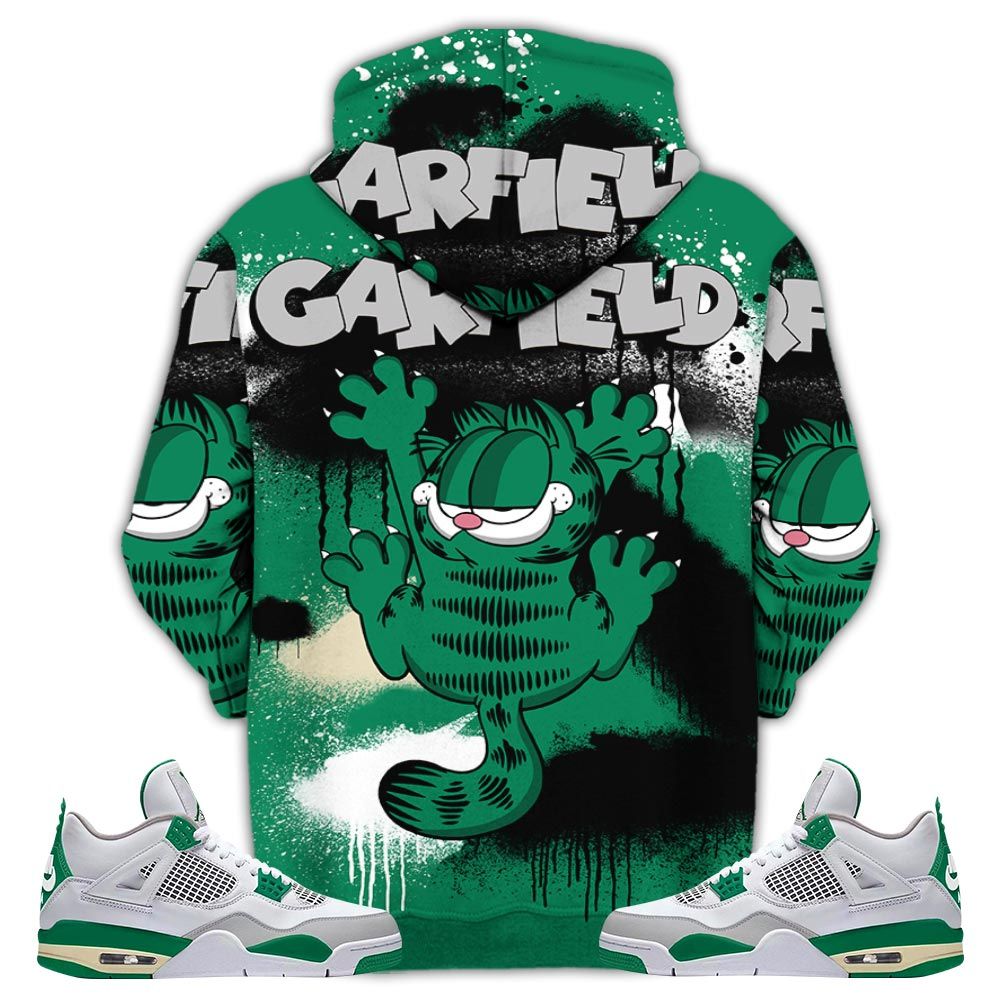Funny Garfield Odie Sneaker Shirt Match Retro Pine Green 4S, Jordan 4 Pine Green Hoodie Sweatshirt Tee All Over Print MKO Shirt