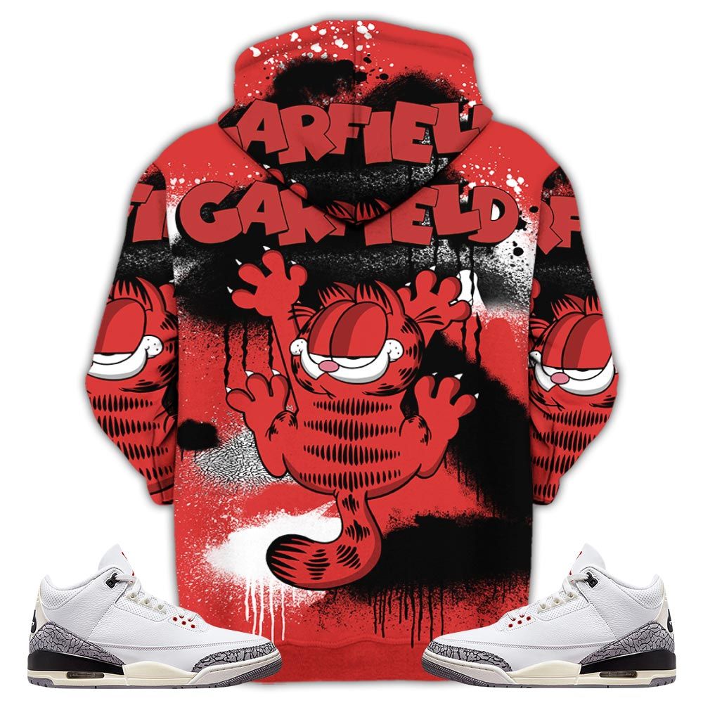 Funny Garfield Odie Sneaker Shirt Match White Cement 3S, Jordan Retro 3 White Cement Hoodie Sweatshirt Tee All Over Print MKO Shirt