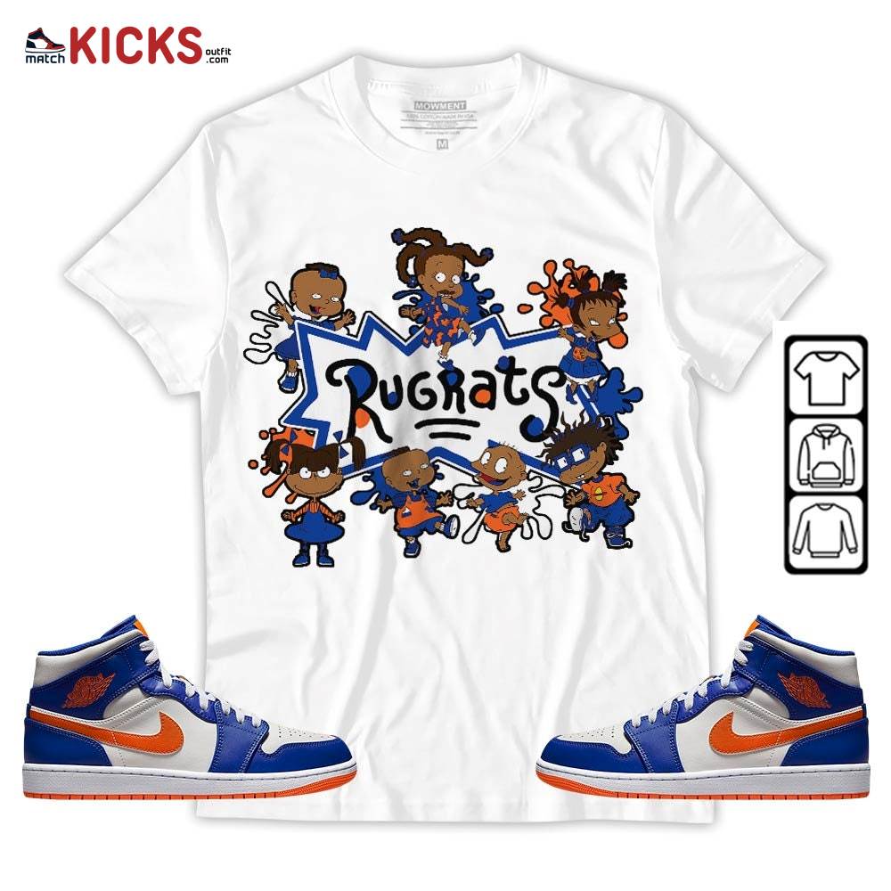 Funny Rugrats 90s Sneaker Shirt Match Mid Knicks 1s, Jordan 1 Mid Knicks MKO Hoodie