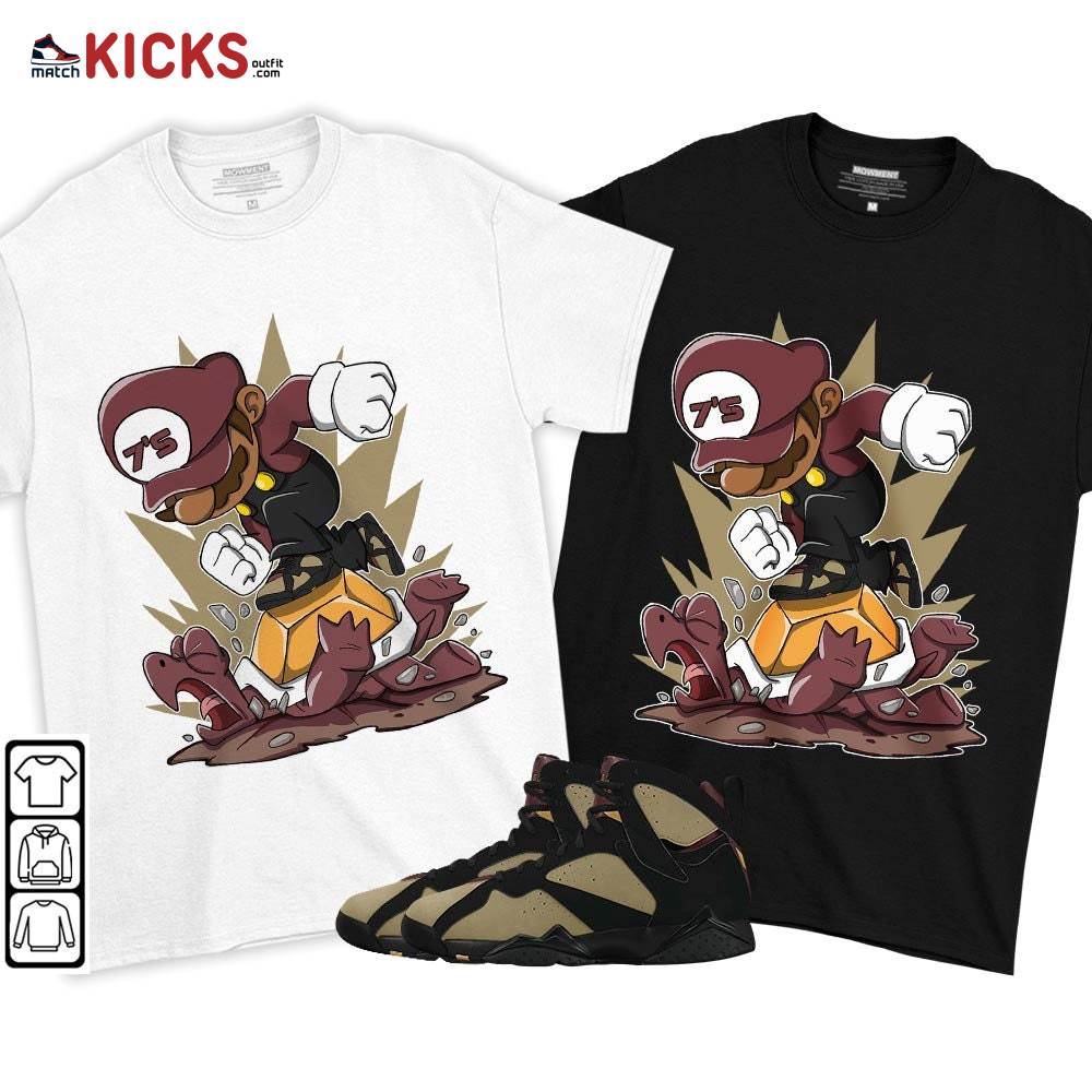 Game Crazy Sneaker Shirt Match Black Cherrywood 7s, Jordan 7 Black Olive MKO T-Shirt Game Crazy Sneaker Shirt Match Black Cherrywood 7s, Jordan 7 Black Olive MKO T-Shirt