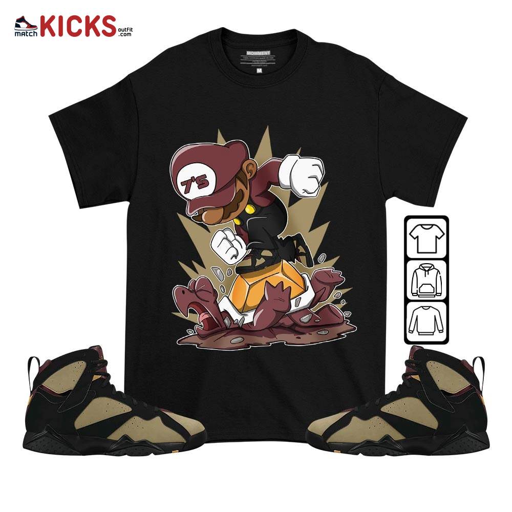 Game Crazy Sneaker Shirt Match Black Cherrywood 7s, Jordan 7 Black Olive MKO T-Shirt