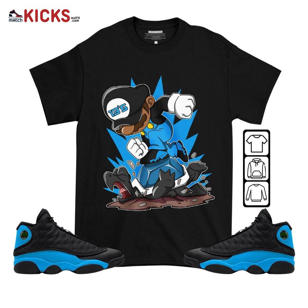 Game Crazy Sneaker Shirt Match Black University Blue 13s, Jordan 13 Black University Blue 2022 MKO T-Shirt