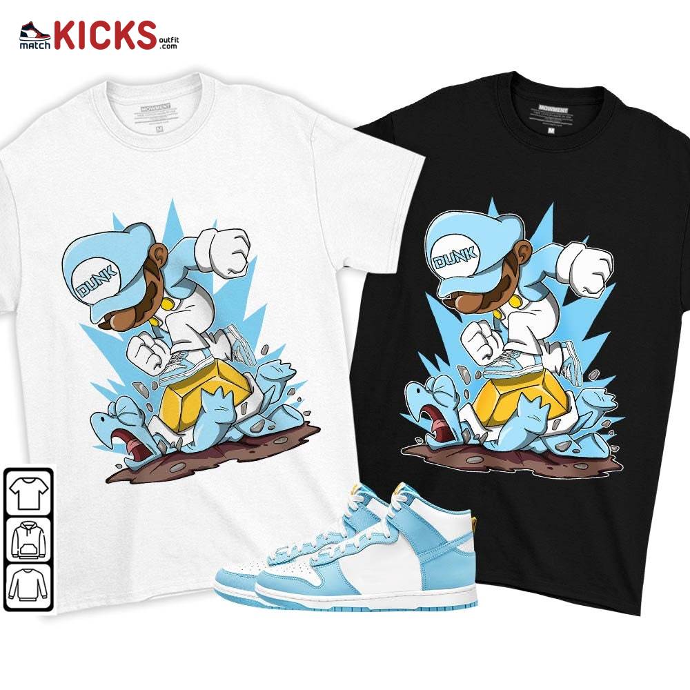Game Crazy Sneaker Shirt Match Dunk High Blue Chill, Dunk High Homer Simpson MKO T-Shirt