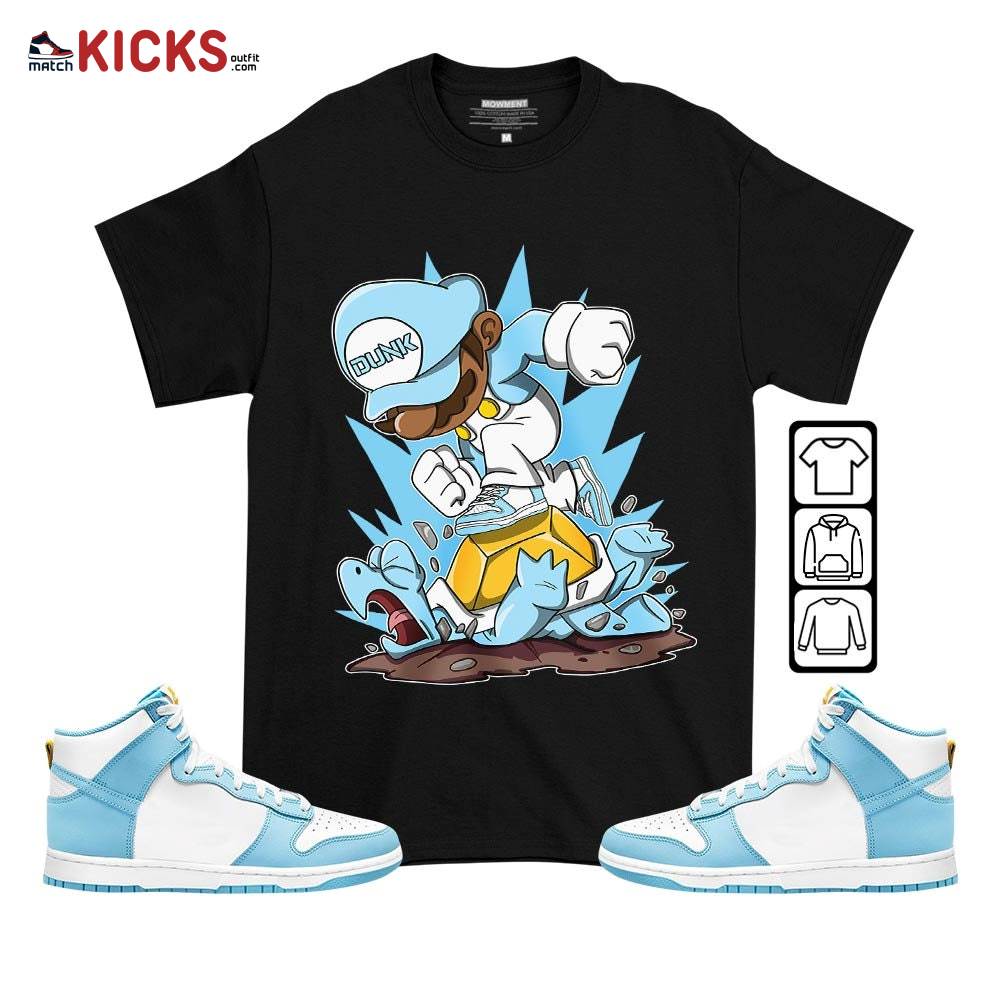 Game Crazy Sneaker Shirt Match Dunk High Blue Chill, Dunk High Homer Simpson MKO T-Shirt