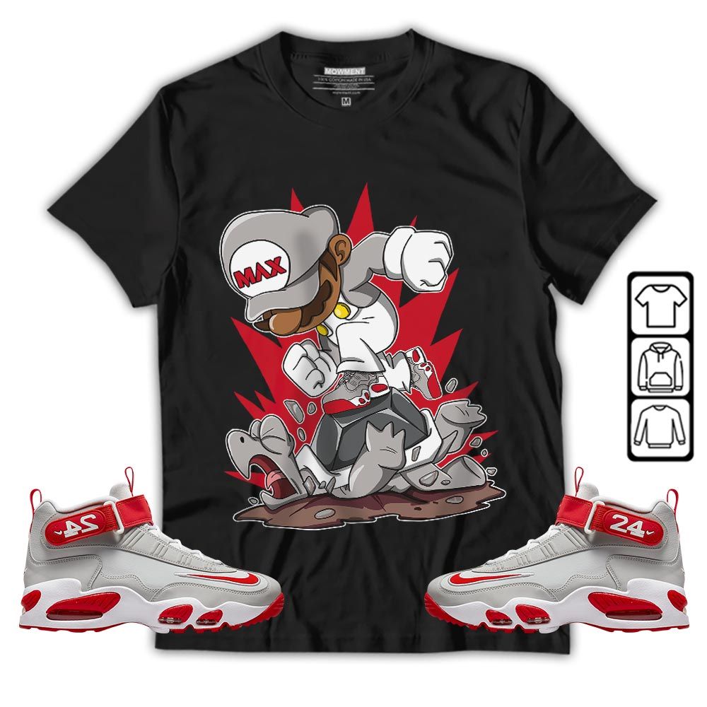 Game Crazy Sneaker Shirt Match Griffey Max 1 University Reds, Air Griffey Max 1 Gray Reds MKO T-Shirt