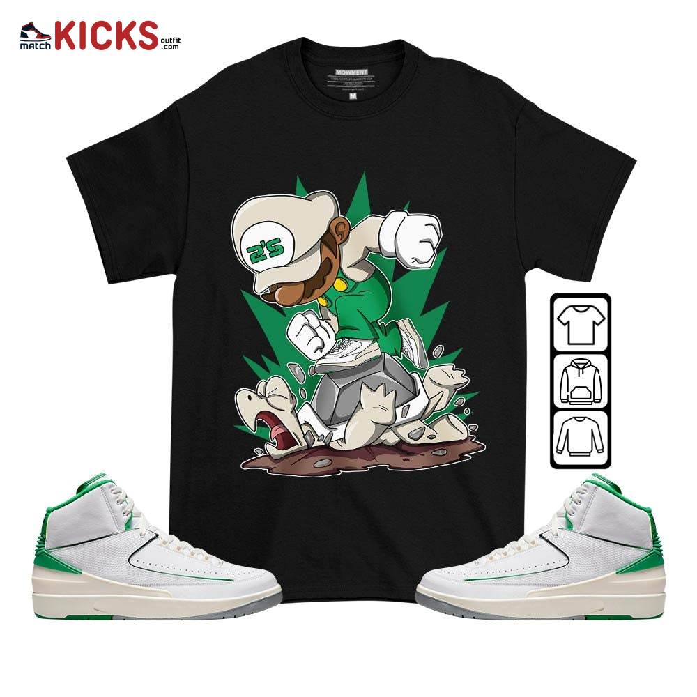 Game Crazy Sneaker Shirt Match Lucky Green 2s, Jordan 2 Lucky Green MKO T-Shirt