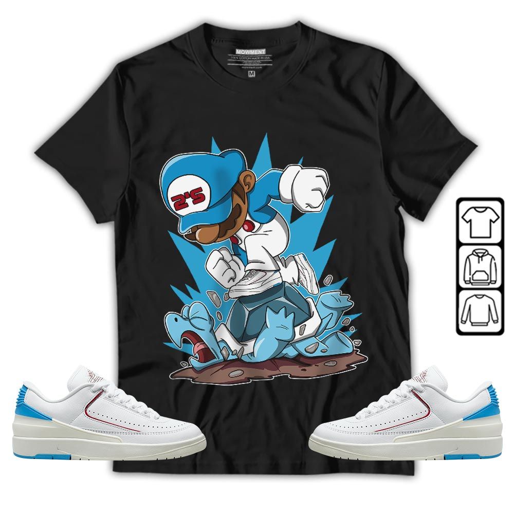 Game Crazy Sneaker Shirt Match University To Chicago 2s, Jordan 2 Low Blue To Chicago MKO T-Shirt