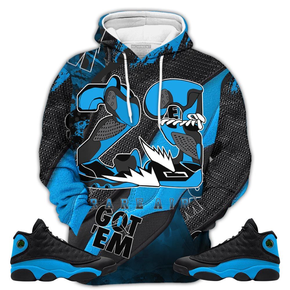 Gift 23 Rare Air Sneaker Shirt Match Black University Blue 13S, Jordan 13 Black University Blue 2022 Hoodie Sweatshirt Tee All Over Print MKO Shirt