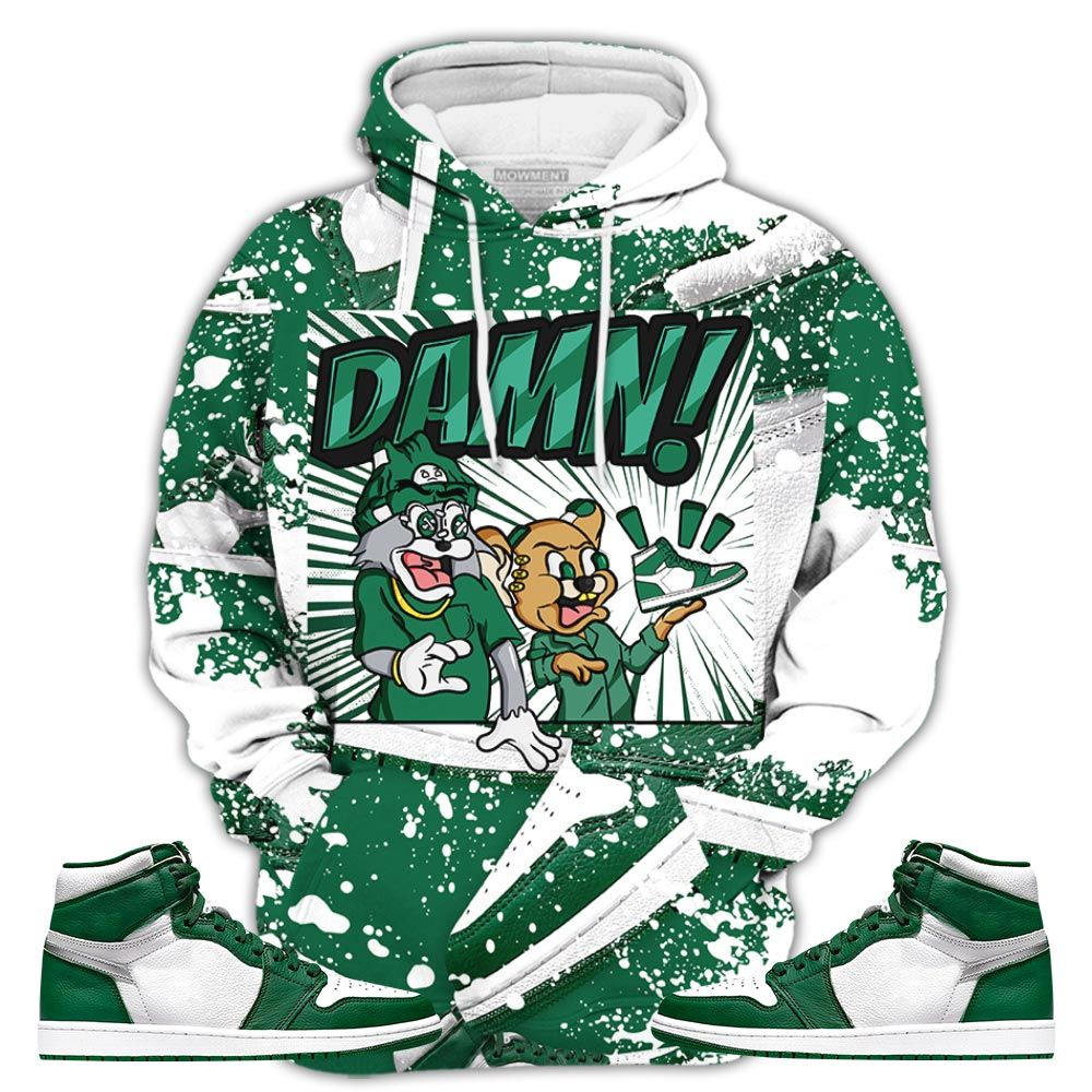 Gift Cat And Mouse Damn Sneaker Shirt Match High Gorge Green 1S, Jordan 1 Retro High Gorge Green Hoodie Sweatshirt Tee All Over Print MKO Shirt
