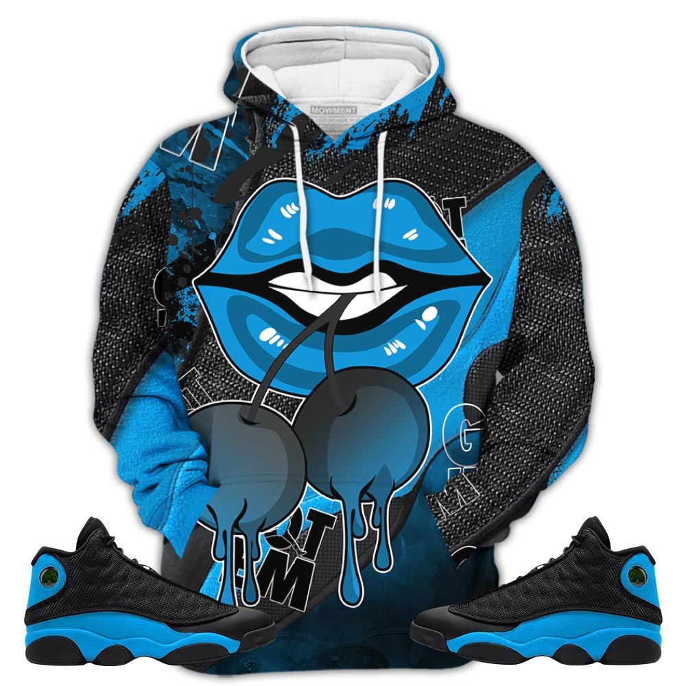 Gift Luscious Lips Drip Sneaker Shirt Match Black University Blue 13S, Jordan 13 Black University Blue 2022 Hoodie Sweatshirt Tee All Over Print MKO Shirt