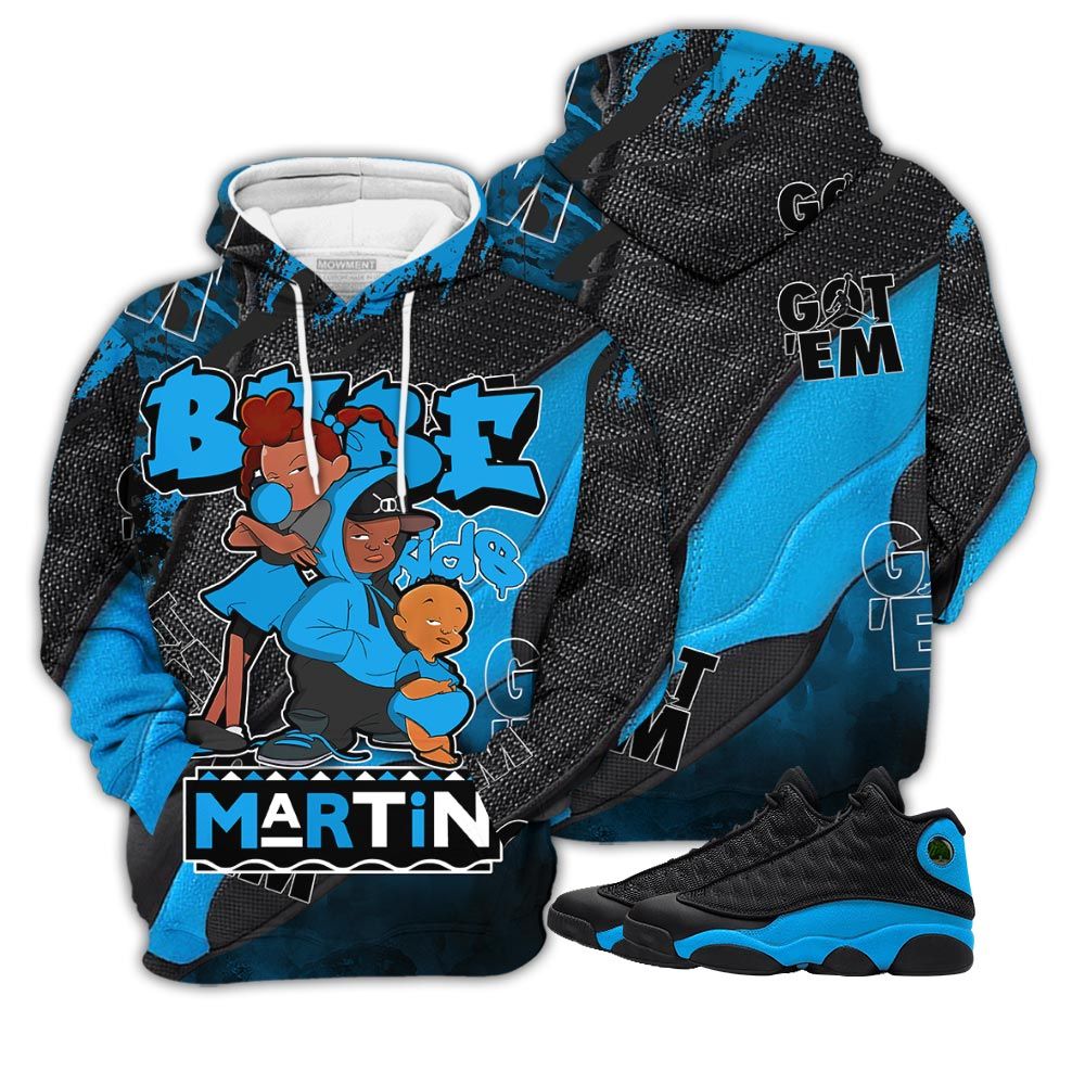 Gift Martin Babes Kids Sneaker Shirt Match Black University Blue 13S, Jordan 13 Black University Blue 2022 Hoodie Sweatshirt Tee All Over Print MKO Shirt