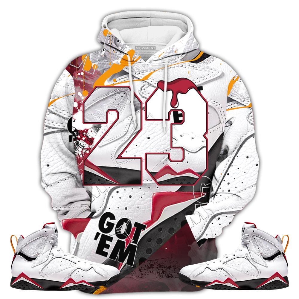 Gift Number 23 Drip Shoes Sneaker Shirt Match Og Cardinal 7S, Jordan 7 Retro Cardinal Hoodie Sweatshirt Tee All Over Print MKO Shirt
