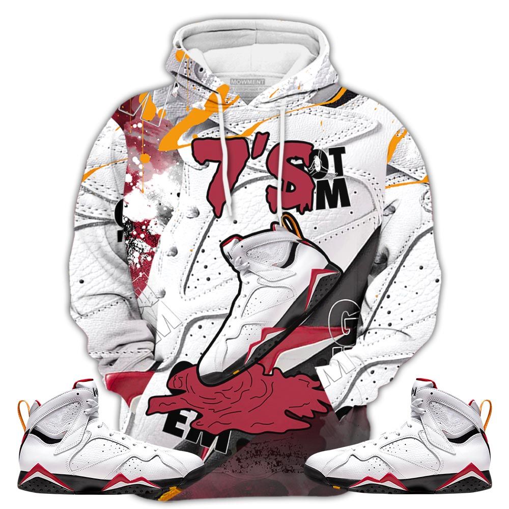 Gift Shoes Dripping Sneaker Shirt Match Og Cardinal 7S, Jordan 7 Retro Cardinal Hoodie Sweatshirt Tee All Over Print MKO Shirt