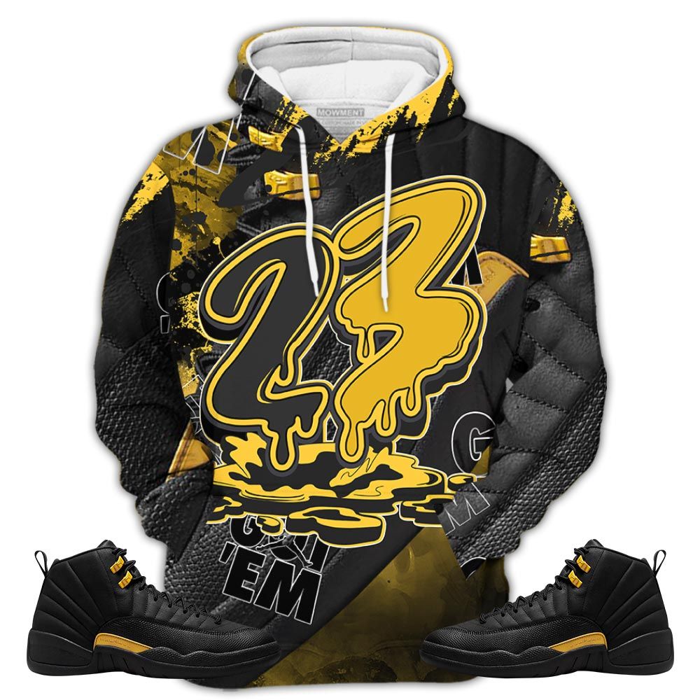 Gifts 23 Drip Sneaker Shirt Match Black Taxi 12S, Jordan 12 Retro Black Taxi Hoodie Sweatshirt Tee All Over Print MKO Shirt