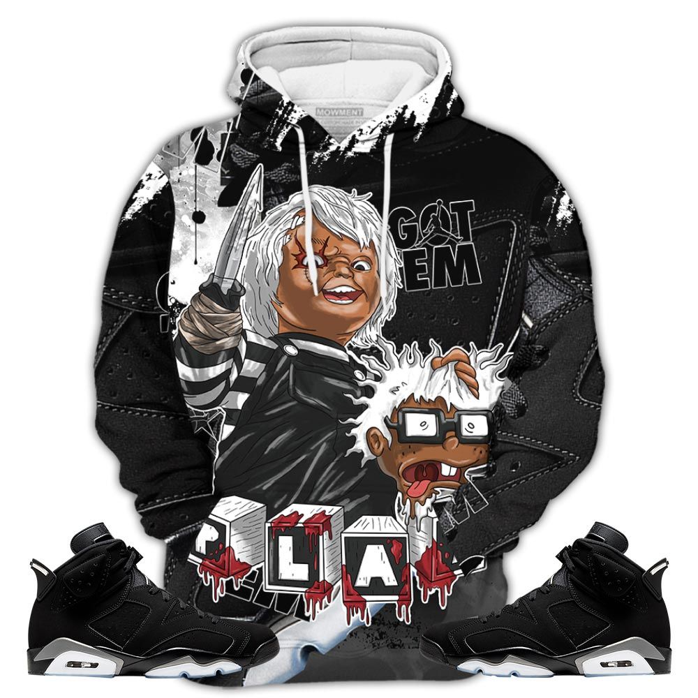 Gifts Cartoon 90S Kills Halloween Sneaker Shirt Match Retro Metallic Silver 6S, Jordan 6 Black Chrome Hoodie Sweatshirt Tee All Over Print MKO Shirt