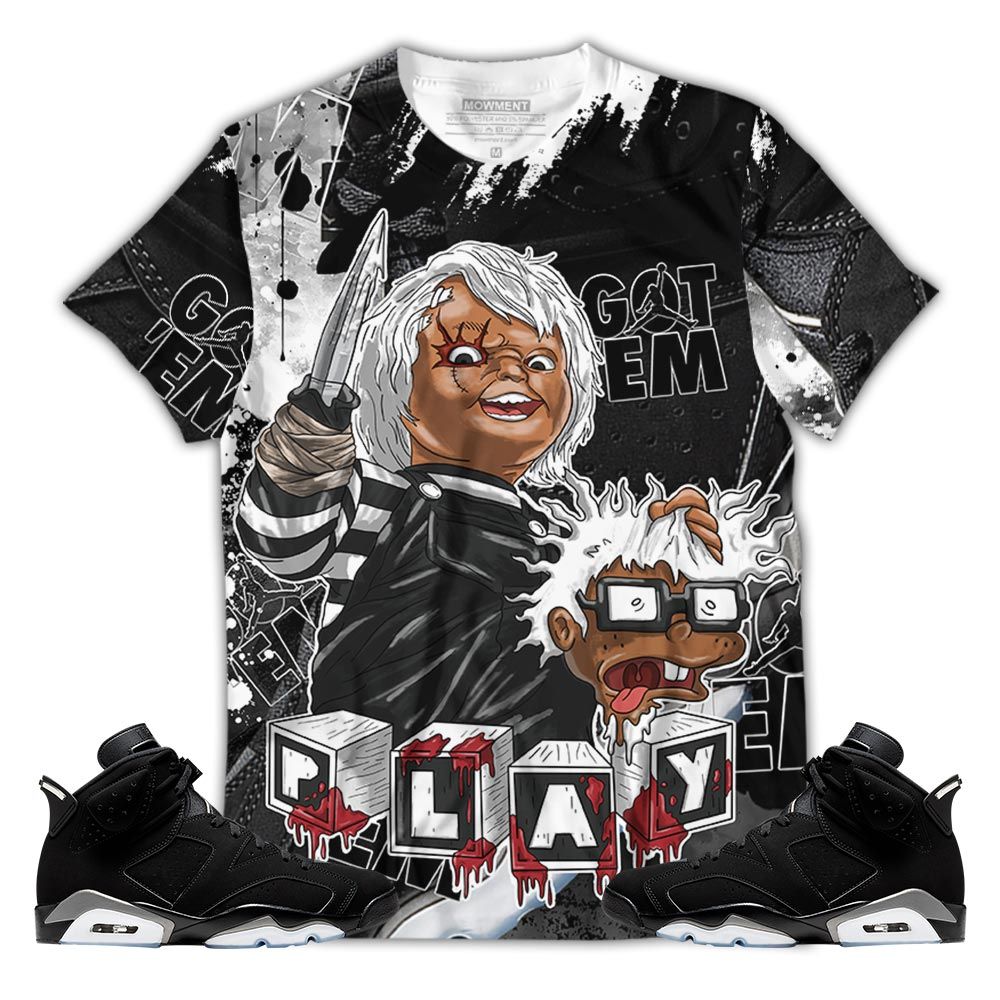 Gifts Chuckie Kills Halloween Sneaker Shirt Match Retro Metallic Silver 6S, Jordan 6 Black Chrome Hoodie Sweatshirt Tee All Over Print MKO Shirt