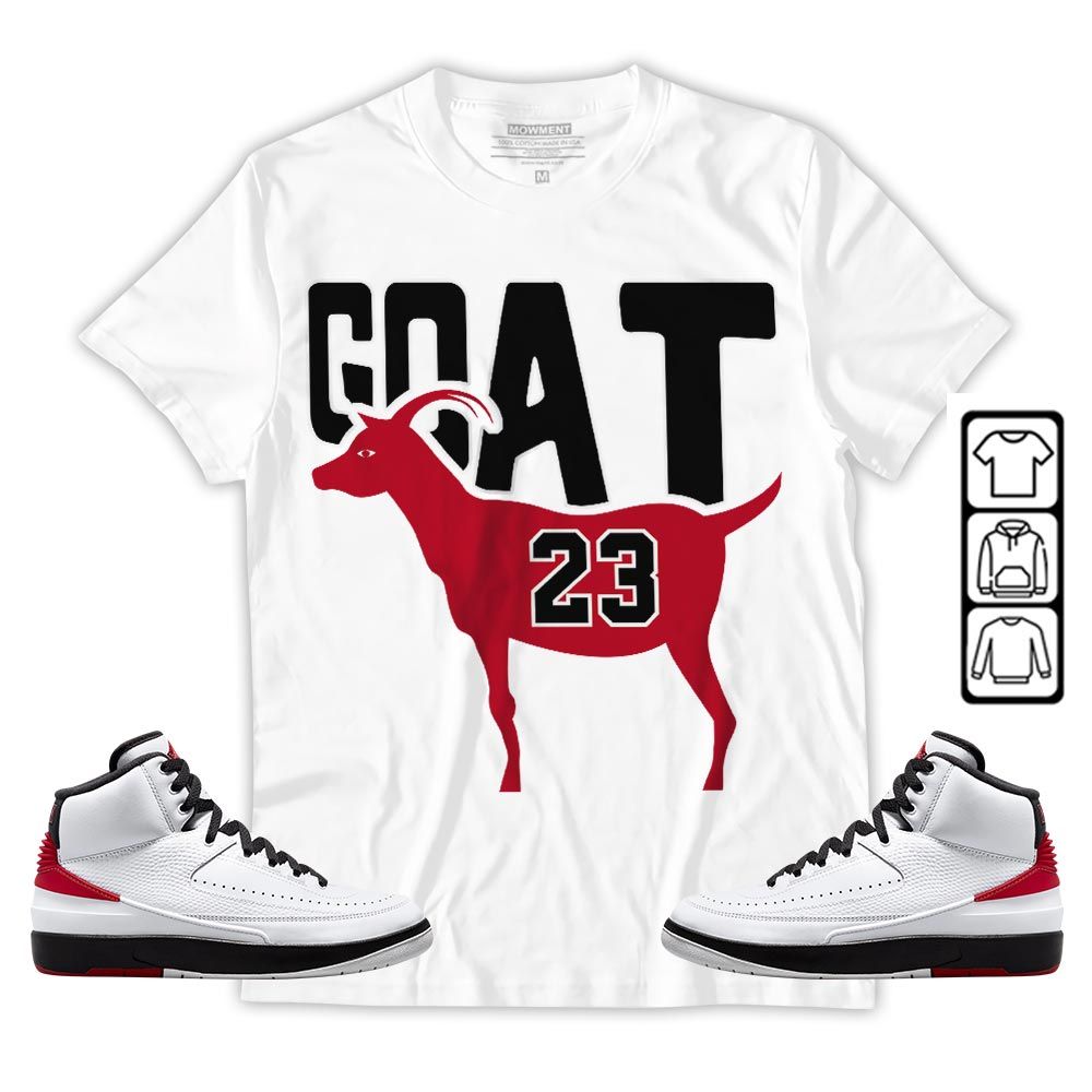GOAT 23 Air Sneaker Shirt Match 2 Chicago Varsity Red, Jordan Retro 2 Chicago MKO T-Shirt GOAT 23 Air Sneaker Shirt Match 2 Chicago Varsity Red, Jordan Retro 2 Chicago MKO T-Shirt