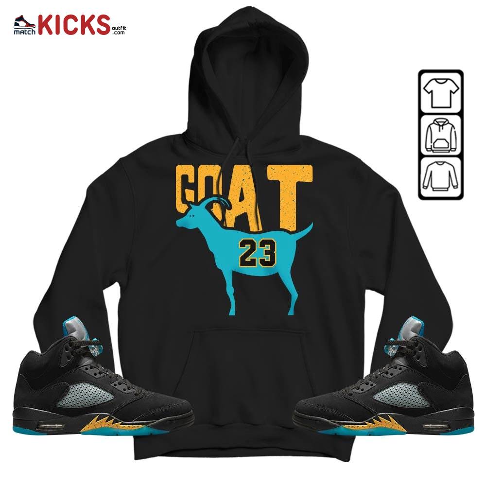 GOAT 23 Air Sneaker Shirt Match 2023 Retro Aqua 5s, Jordan 5 Aqua MKO Hoodie
