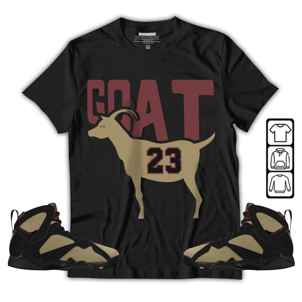 GOAT 23 Air Sneaker Shirt Match Black Cherrywood 7s, Jordan 7 Black Olive MKO T-Shirt GOAT 23 Air Sneaker Shirt Match Black Cherrywood 7s, Jordan 7 Black Olive MKO T-Shirt