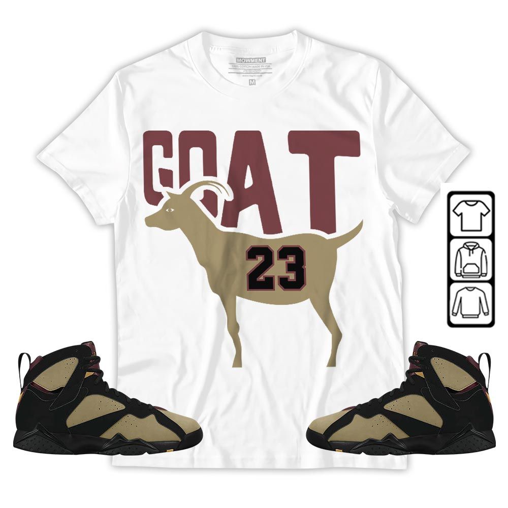 GOAT 23 Air Sneaker Shirt Match Black Cherrywood 7s, Jordan 7 Black Olive MKO T-Shirt GOAT 23 Air Sneaker Shirt Match Black Cherrywood 7s, Jordan 7 Black Olive MKO T-Shirt