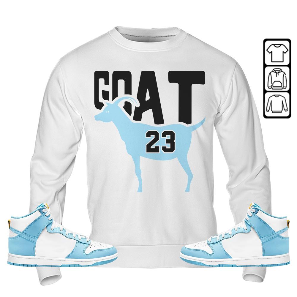 GOAT 23 Air Sneaker Shirt Match Dunk High Blue Chill, Dunk High Homer Simpson MKO T-Shirt GOAT 23 Air Sneaker Shirt Match Dunk High Blue Chill, Dunk High Homer Simpson MKO T-Shirt