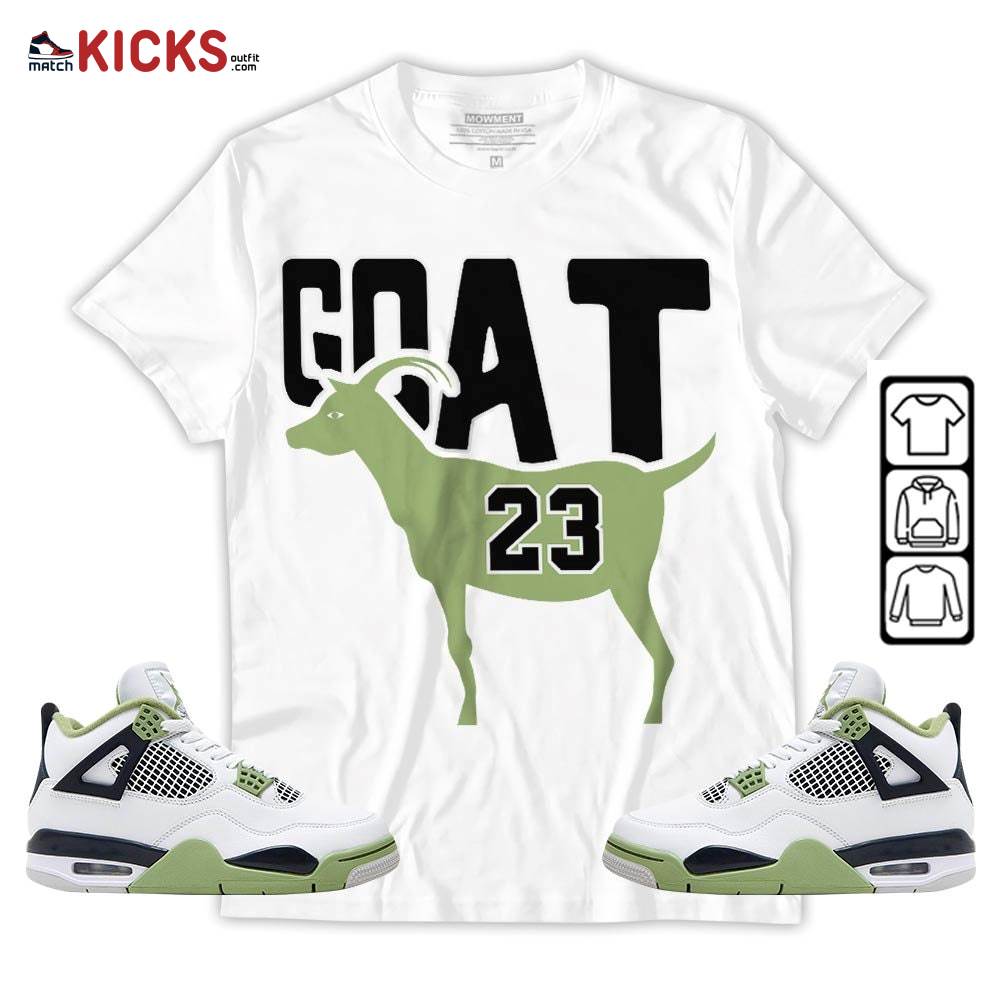 GOAT 23 Air Sneaker Shirt Match Retro Oil Green 4s, Jordan 4 Oil Green MKO Sweatshirt