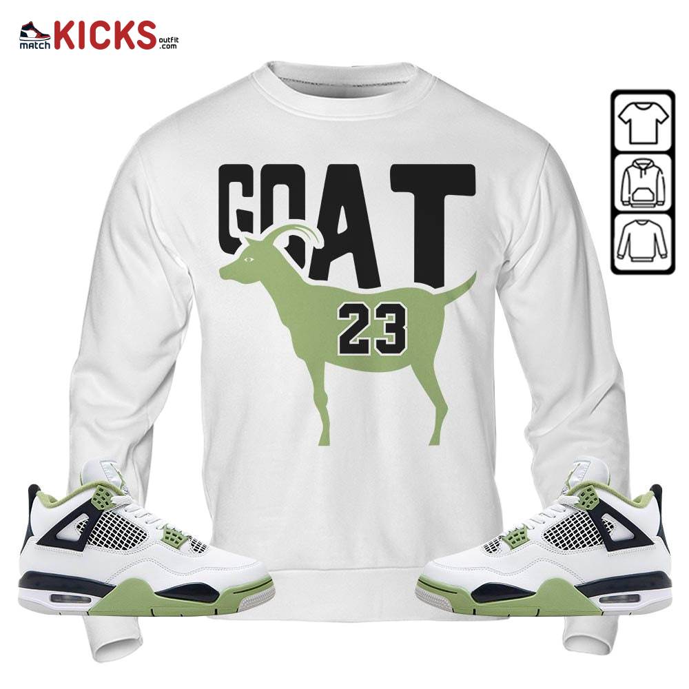 GOAT 23 Air Sneaker Shirt Match Retro Oil Green 4s, Jordan 4 Oil Green MKO Sweatshirt GOAT 23 Air Sneaker Shirt Match Retro Oil Green 4s, Jordan 4 Oil Green MKO Sweatshirt