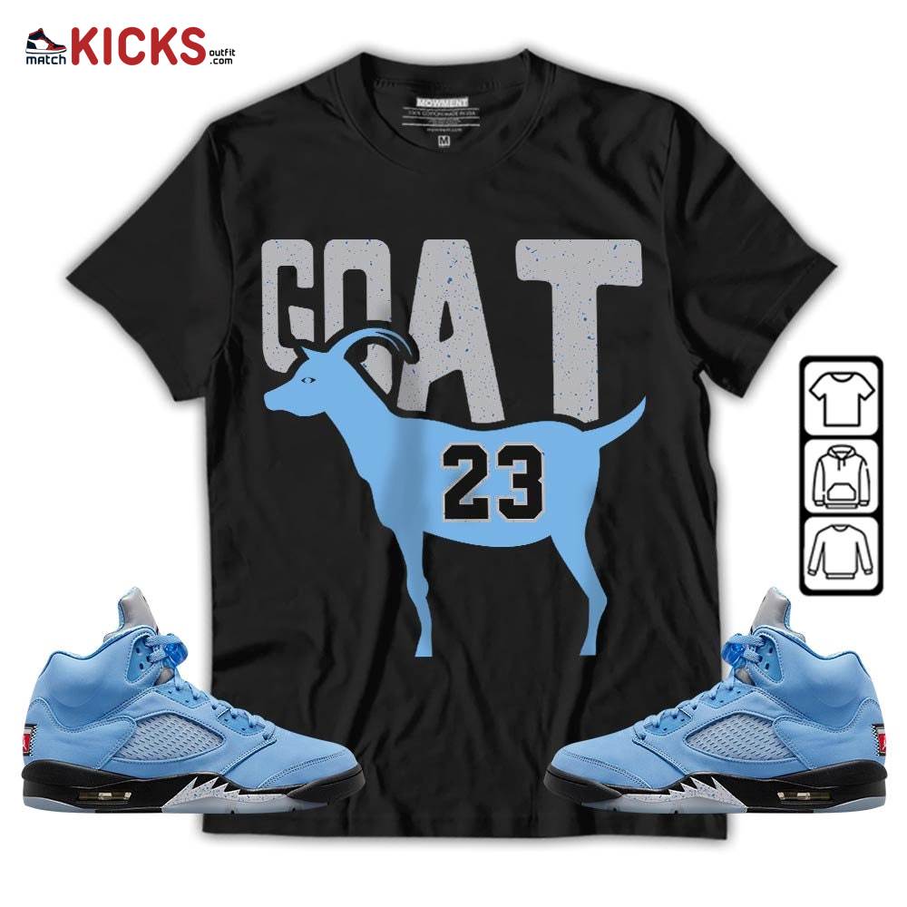 GOAT 23 Air Sneaker Shirt Match Retro University Blue 5s, Jordan 5 University Blue MKO T-Shirt