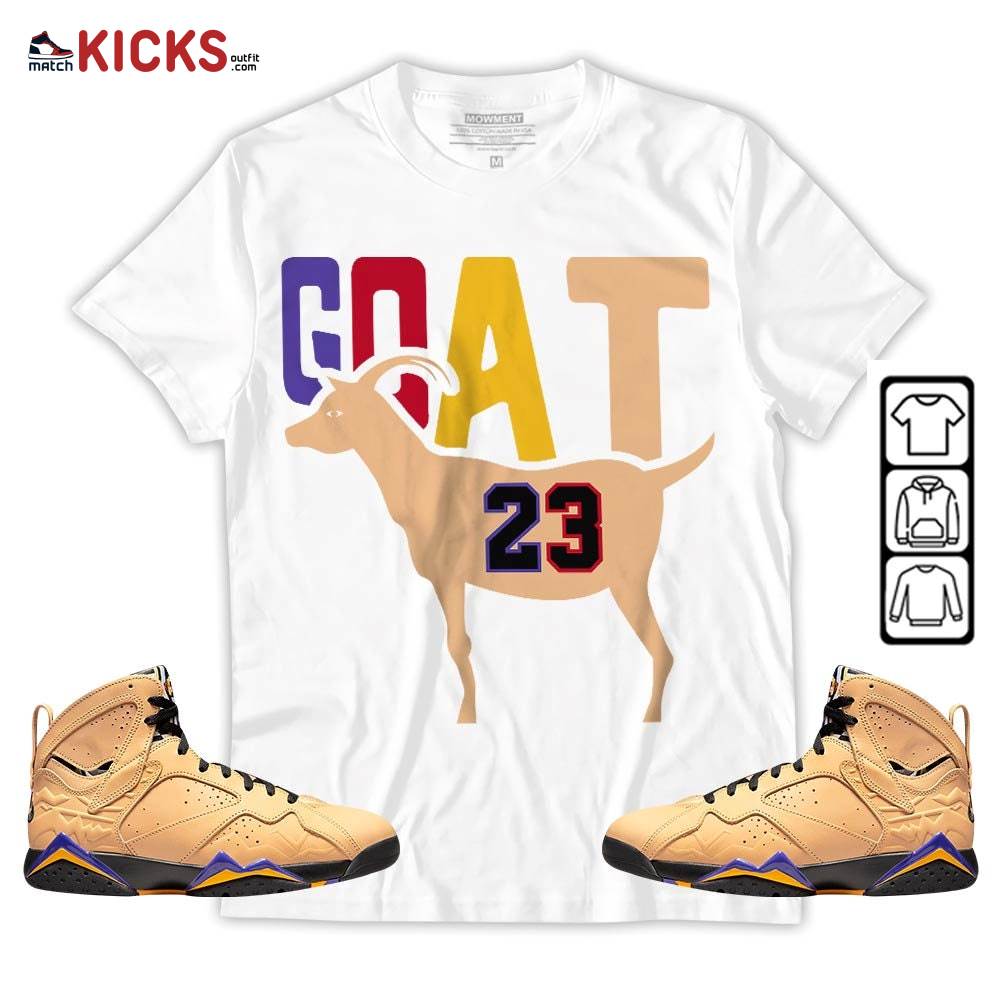 GOAT 23 Air Sneaker Shirt Match Retro Vachetta Tan 7s, Jordan 7 SE Afrobeats MKO T-Shirt GOAT 23 Air Sneaker Shirt Match Retro Vachetta Tan 7s, Jordan 7 SE Afrobeats MKO T-Shirt
