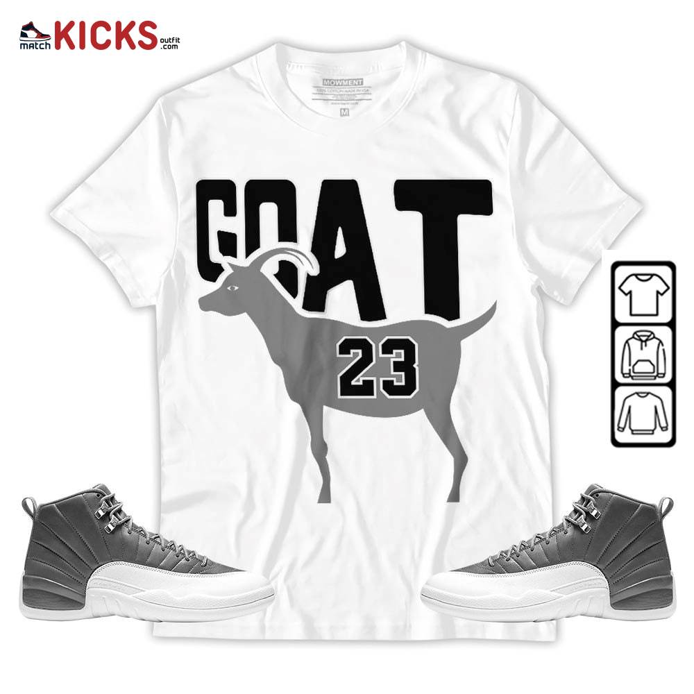 GOAT 23 Air Sneaker Shirt Match Stealth 12s, Jordan 12 Retro Stealth MKO Sweatshirt