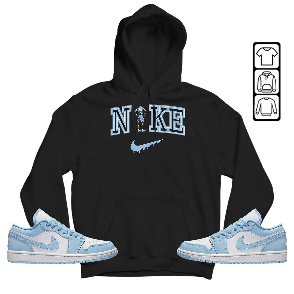 GOAT 23 Basketball Sneaker Shirt Match 1 Low Gets Icy, Jordan 1 Low Ice Blue MKO T-Shirt GOAT 23 Basketball Sneaker Shirt Match 1 Low Gets Icy, Jordan 1 Low Ice Blue MKO T-Shirt