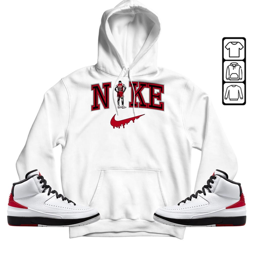 GOAT 23 Basketball Sneaker Shirt Match 2 Chicago Varsity Red, Jordan Retro 2 Chicago MKO T-Shirt
