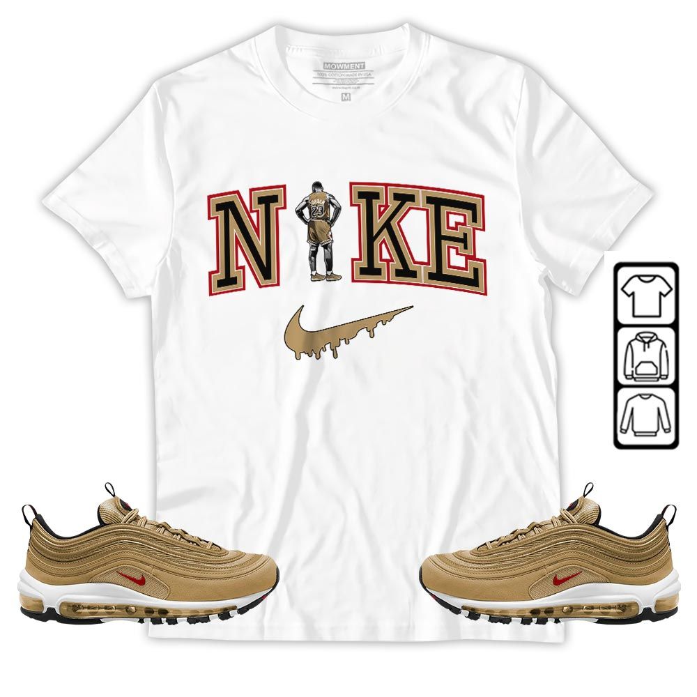 GOAT 23 Basketball Sneaker Shirt Match Air Max 97 Metallic Gold, Air Max 97 Gold Bullet MKO T-Shirt GOAT 23 Basketball Sneaker Shirt Match Air Max 97 Metallic Gold, Air Max 97 Gold Bullet MKO T-Shirt