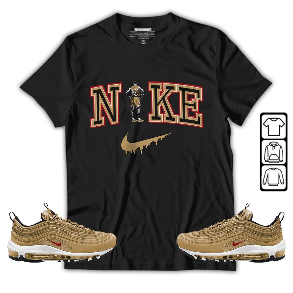 GOAT 23 Basketball Sneaker Shirt Match Air Max 97 Metallic Gold, Air Max 97 Gold Bullet MKO T-Shirt GOAT 23 Basketball Sneaker Shirt Match Air Max 97 Metallic Gold, Air Max 97 Gold Bullet MKO T-Shirt