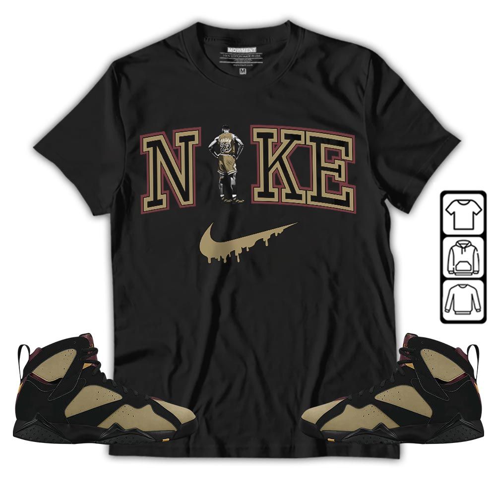 GOAT 23 Basketball Sneaker Shirt Match Black Cherrywood 7s, Jordan 7 Black Olive MKO T-Shirt
