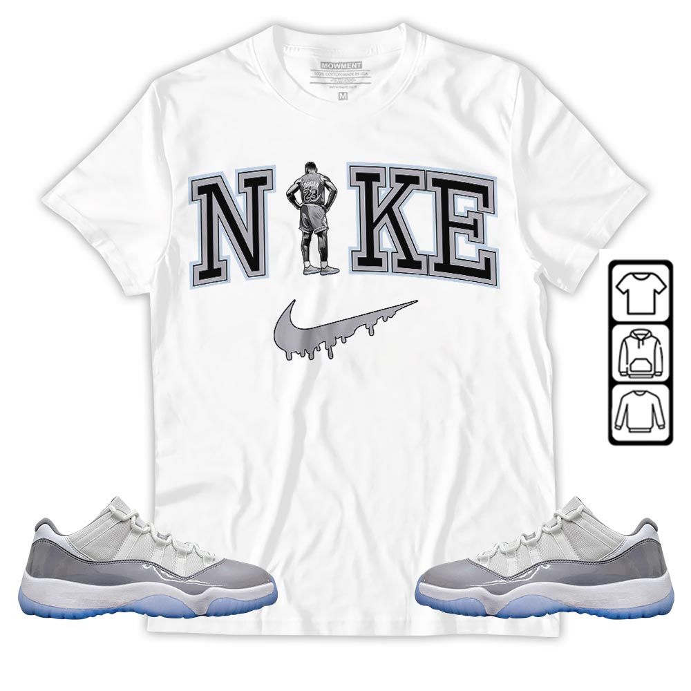 GOAT 23 Basketball Sneaker Shirt Match Cement Grey 11s, Jordan 11 Low Cement Grey MKO T-Shirt