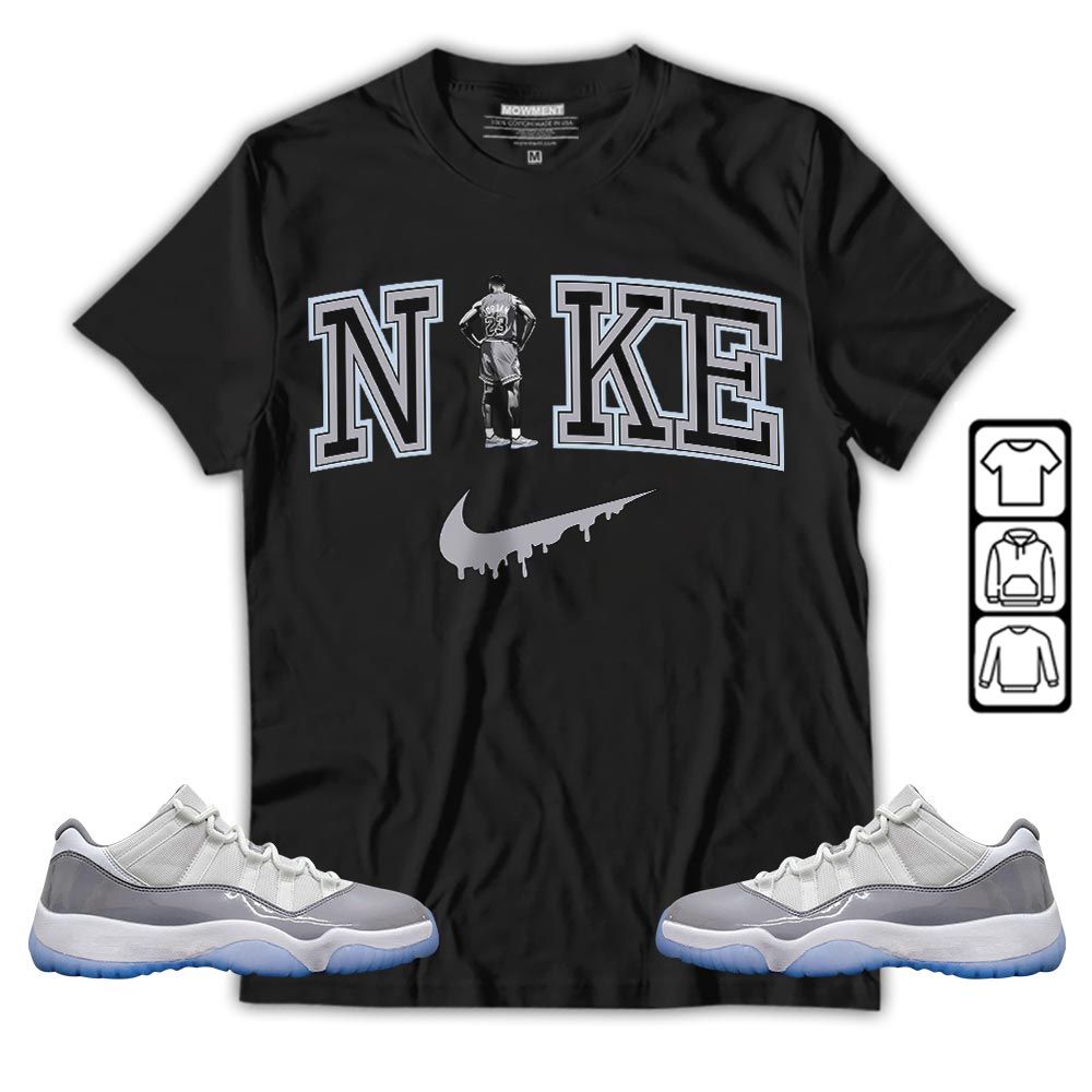 GOAT 23 Basketball Sneaker Shirt Match Cement Grey 11s, Jordan 11 Low Cement Grey MKO T-Shirt