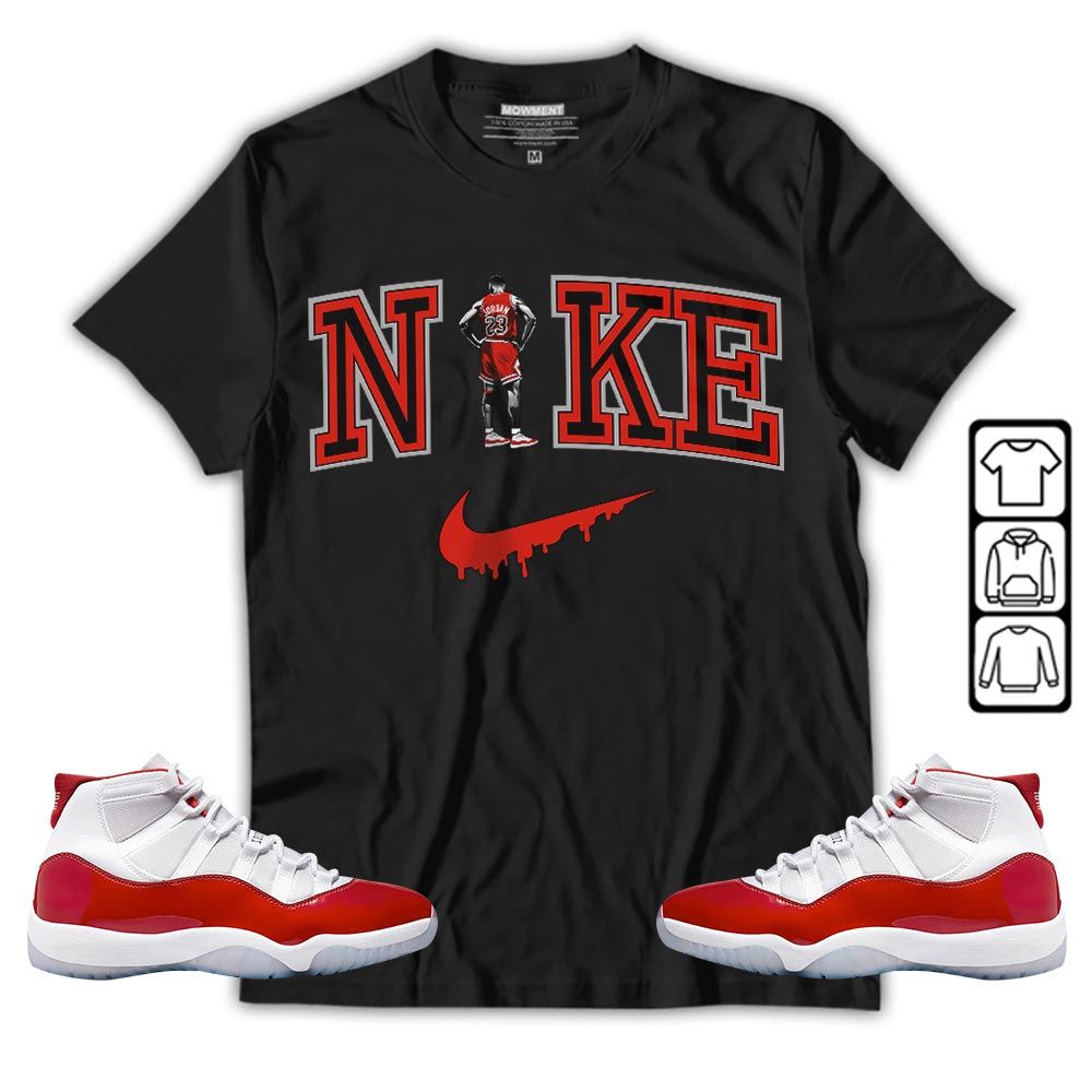 GOAT 23 Basketball Sneaker Shirt Match Cherry 11s, Jordan 11 Retro Cherry MKO T-Shirt