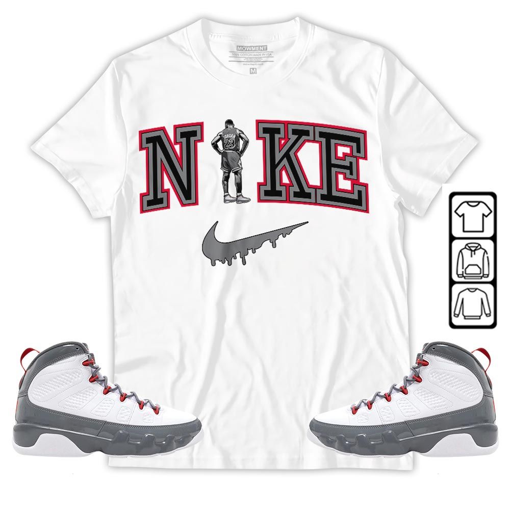 GOAT 23 Basketball Sneaker Shirt Match Grey Fire Red 9s, Jordan 9 Retro Fire Red MKO T-Shirt