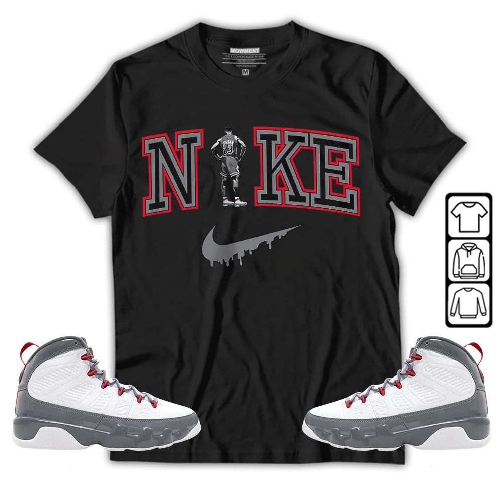 GOAT 23 Basketball Sneaker Shirt Match Grey Fire Red 9s, Jordan 9 Retro Fire Red MKO T-Shirt