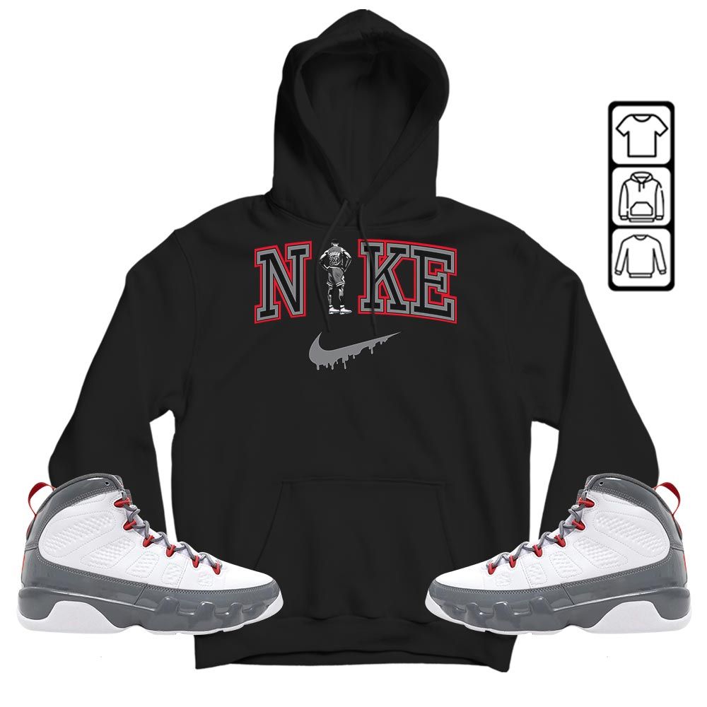 GOAT 23 Basketball Sneaker Shirt Match Grey Fire Red 9s, Jordan 9 Retro Fire Red MKO T-Shirt GOAT 23 Basketball Sneaker Shirt Match Grey Fire Red 9s, Jordan 9 Retro Fire Red MKO T-Shirt