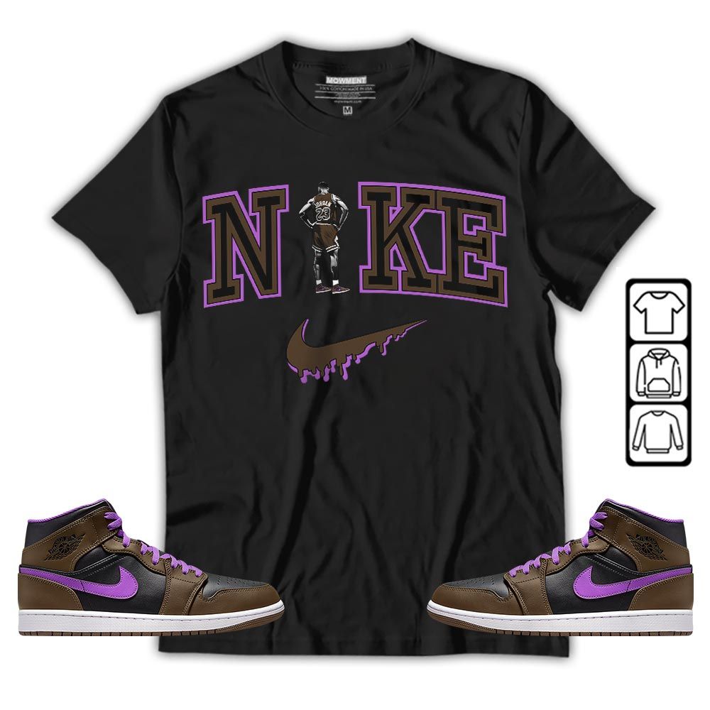 GOAT 23 Basketball Sneaker Shirt Match Mid Palomino 1s, Jordan 1 Mid Palomino MKO T-Shirt
