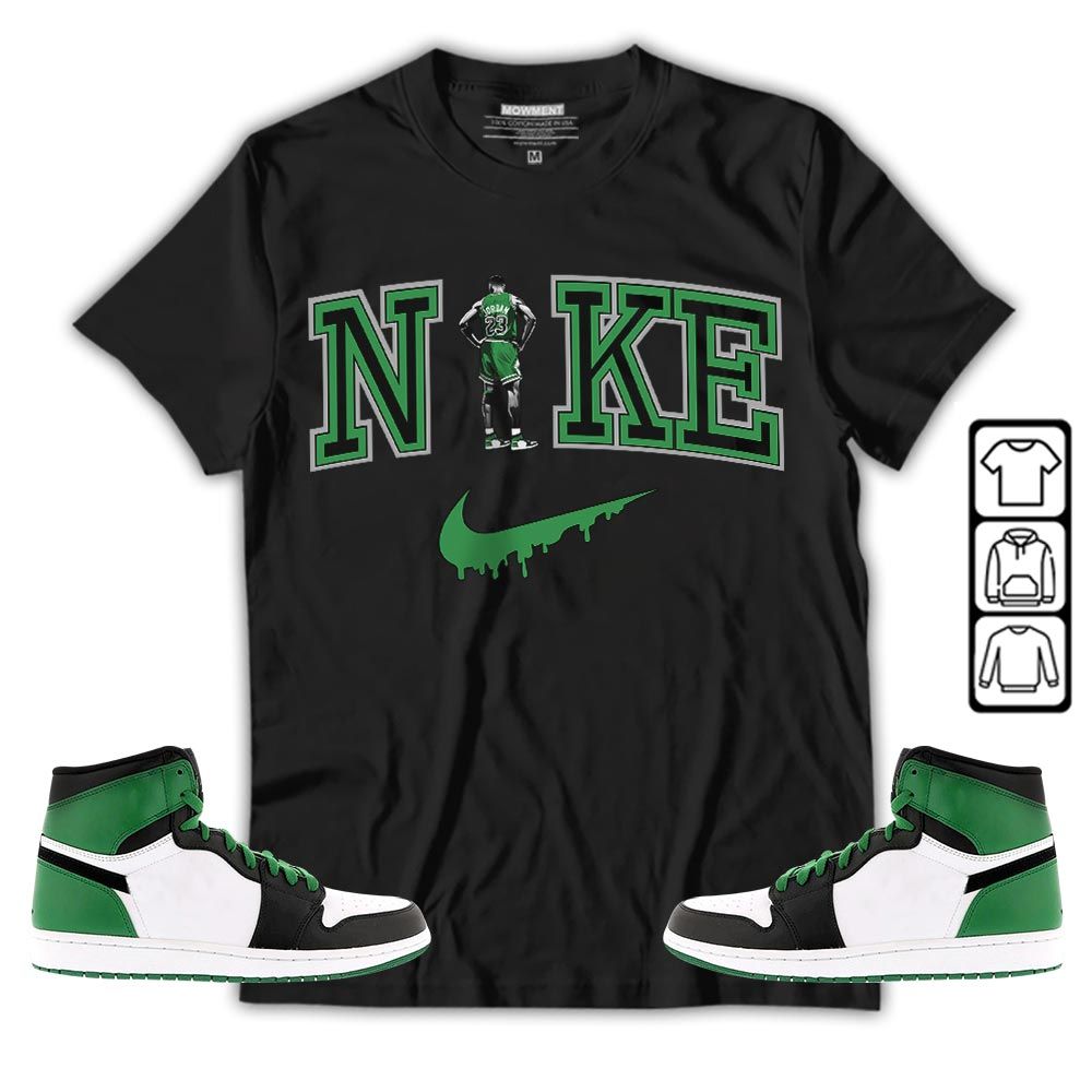 GOAT 23 Basketball Sneaker Shirt Match OG Celtics 1s, Jordan 1 High OG Celtics MKO T-Shirt