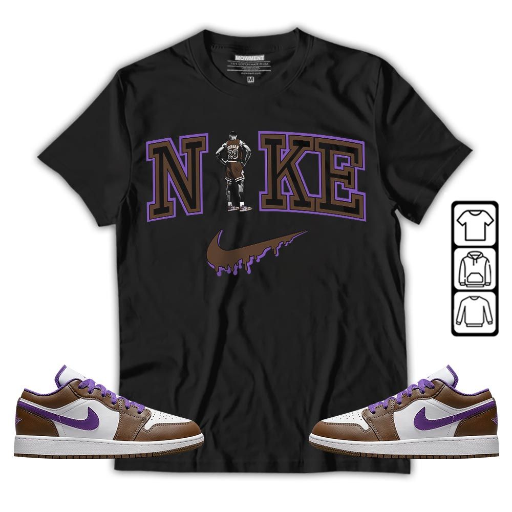 GOAT 23 Basketball Sneaker Shirt Match Purple Mocha 1s, Jordan 1 Low Purple Mocha MKO T-Shirt