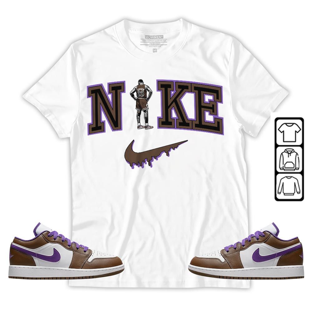 GOAT 23 Basketball Sneaker Shirt Match Purple Mocha 1s, Jordan 1 Low Purple Mocha MKO T-Shirt GOAT 23 Basketball Sneaker Shirt Match Purple Mocha 1s, Jordan 1 Low Purple Mocha MKO T-Shirt