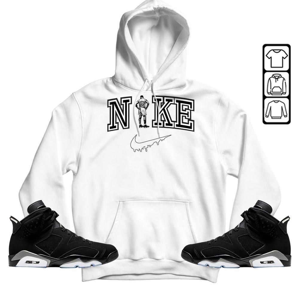 GOAT 23 Basketball Sneaker Shirt Match Retro Metallic Silver 6s, Jordan 6 Black Chrome MKO T-Shirt