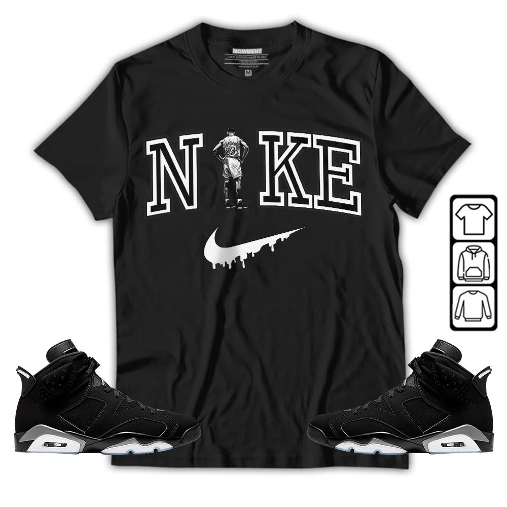 GOAT 23 Basketball Sneaker Shirt Match Retro Metallic Silver 6s, Jordan 6 Black Chrome MKO T-Shirt