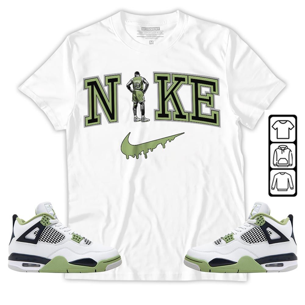GOAT 23 Basketball Sneaker Shirt Match Retro Oil Green 4s, Jordan 4 Oil Green MKO T-Shirt