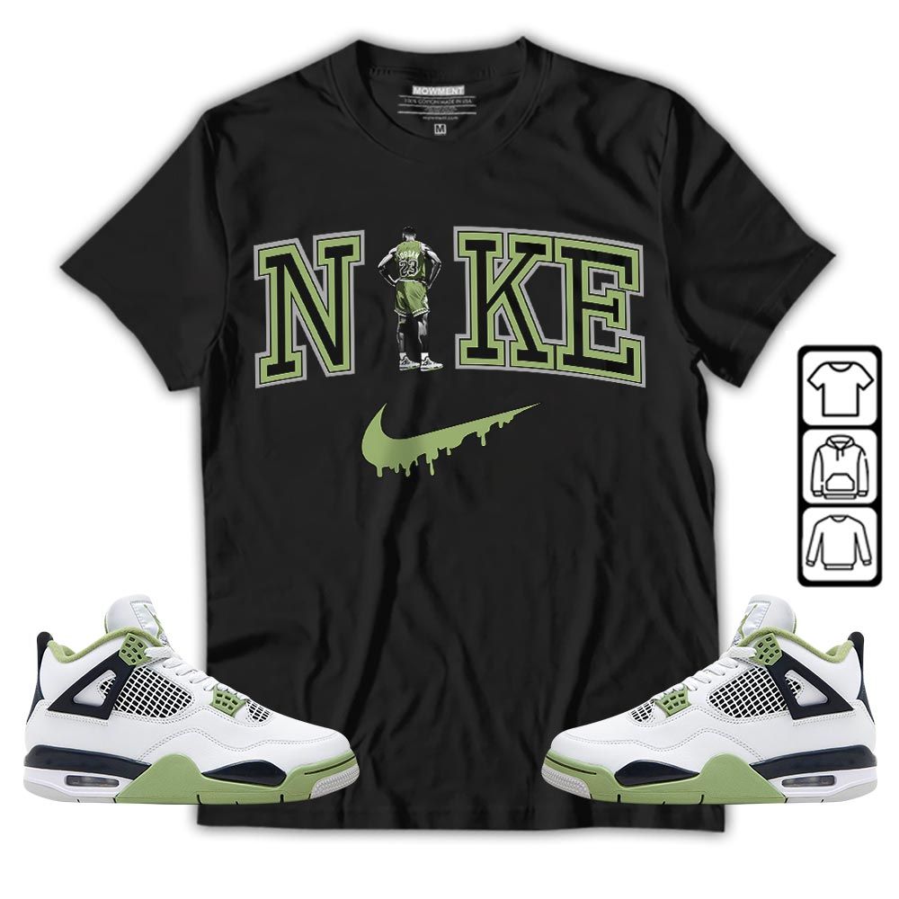 GOAT 23 Basketball Sneaker Shirt Match Retro Oil Green 4s, Jordan 4 Oil Green MKO T-Shirt