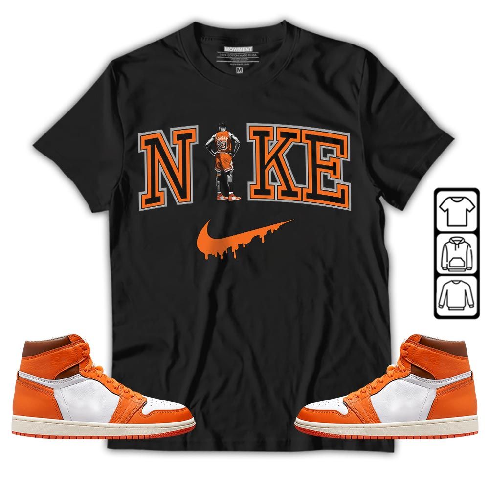 GOAT 23 Basketball Sneaker Shirt Match Retro Starfish 1s, Jordan 1 Retro High OG Starfish MKO T-Shirt